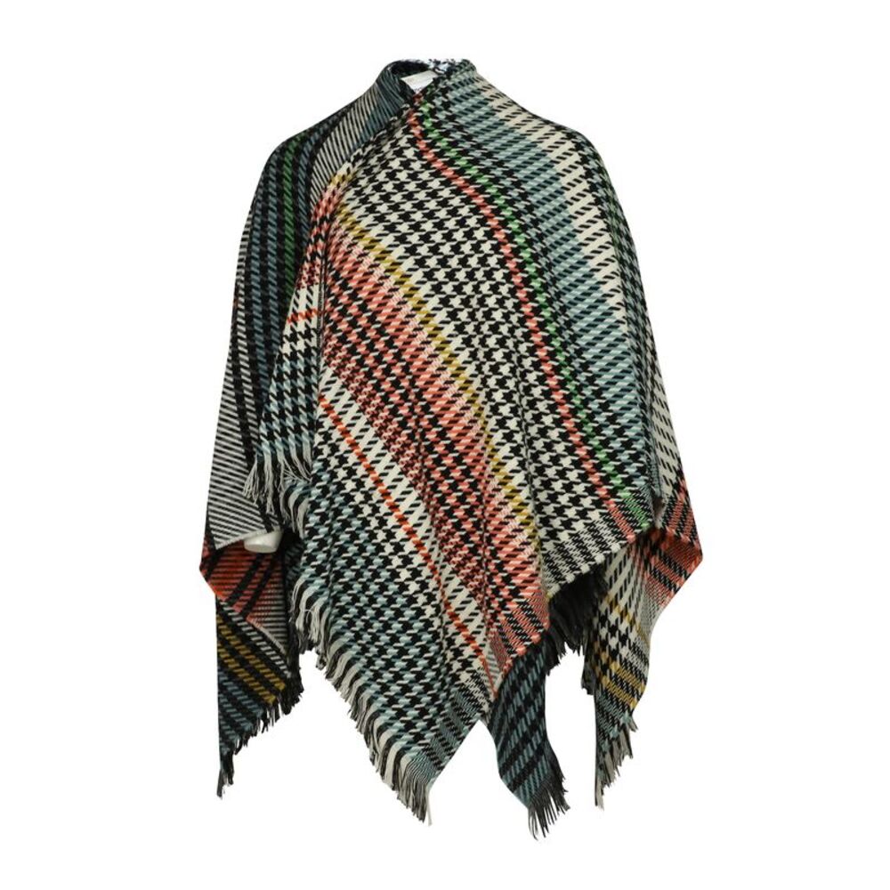Maje Checked Poncho Scarf in Multicolor Acrylic